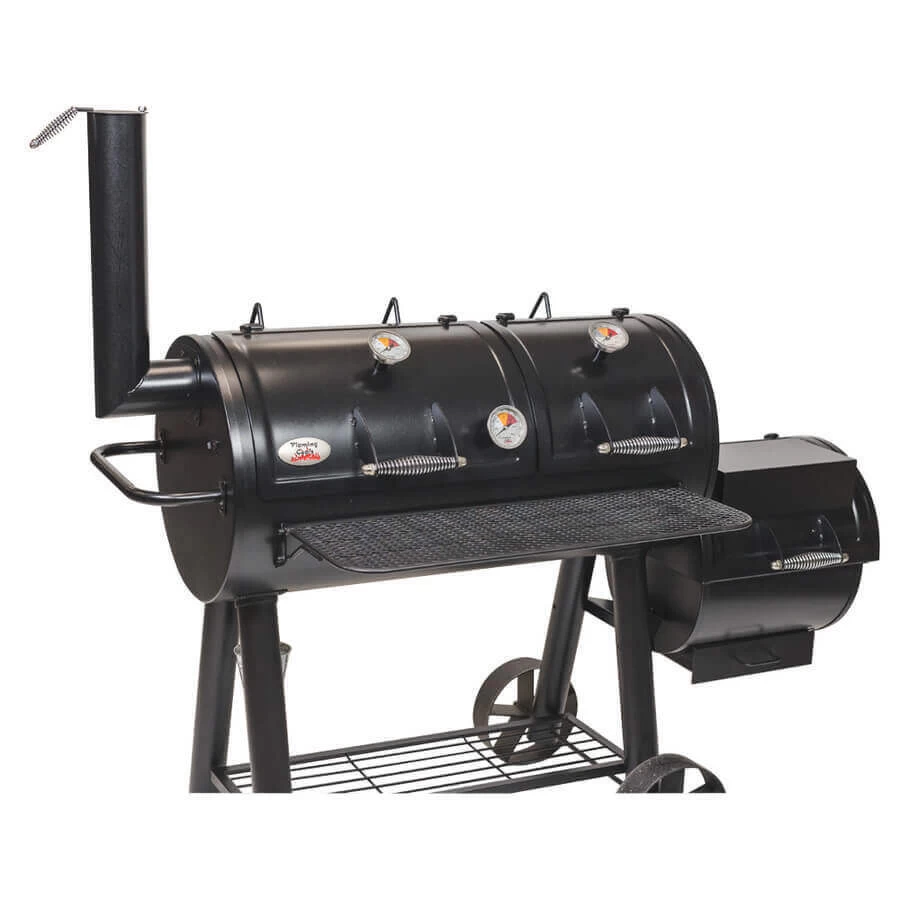 Flaming Coals Offset Smoker BBQ Meat Grill, 3-4mm Steel, 3 Temperature Gauges - Image 6