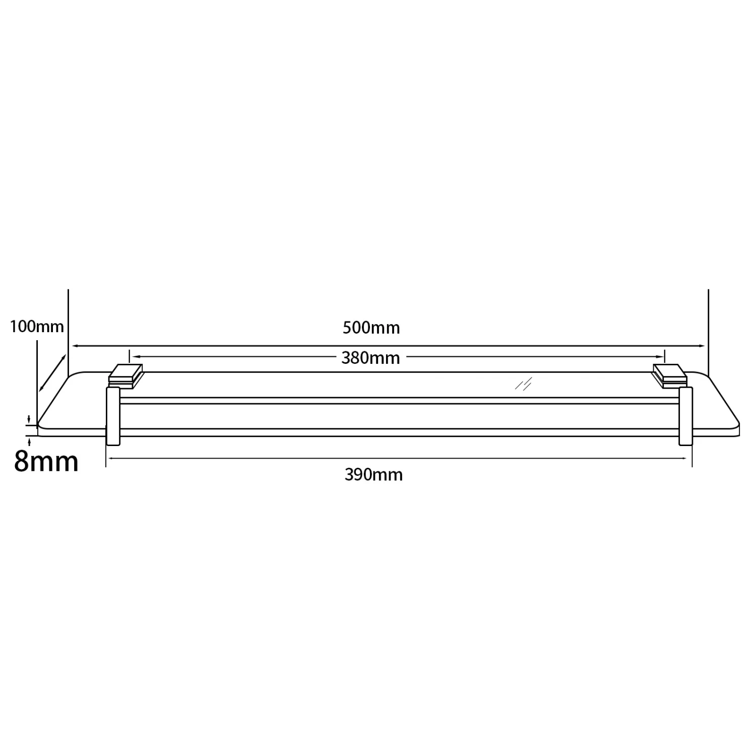 ACA Bathroom Towel Rack Rail Shelf Glass Holder Chrome - Image 5