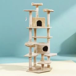 I.Pet Cat Tree 203cm Trees Scratching Post Scratcher Tower Condo House Furniture Wood Beige