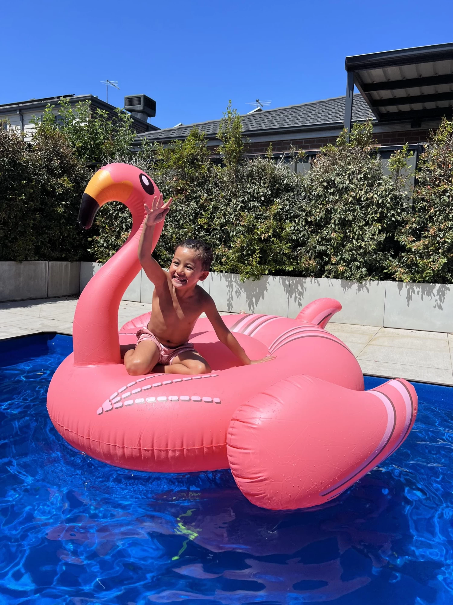 Giant PVC Inflatable Flamingo Pool Toy Float Pink - Image 4
