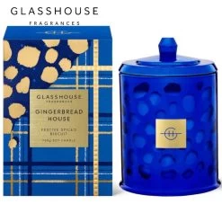 Glasshouse Fragrances 760g Festive Spiced Biscuit Gingerbread House Triple Scented Soy Candle - Limited Edition