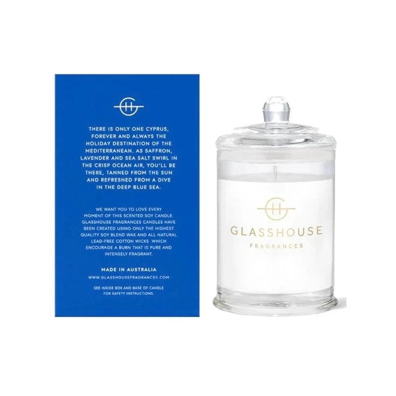 Glasshouse Fragrances 60g Diving Into Cyprus Sea Salt & Saffron Triple Scented Candle - Image 3