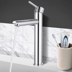 ACA Round Bathroom Taps Tall Basin Mixer Tapware Faucet Brass WELS Silver