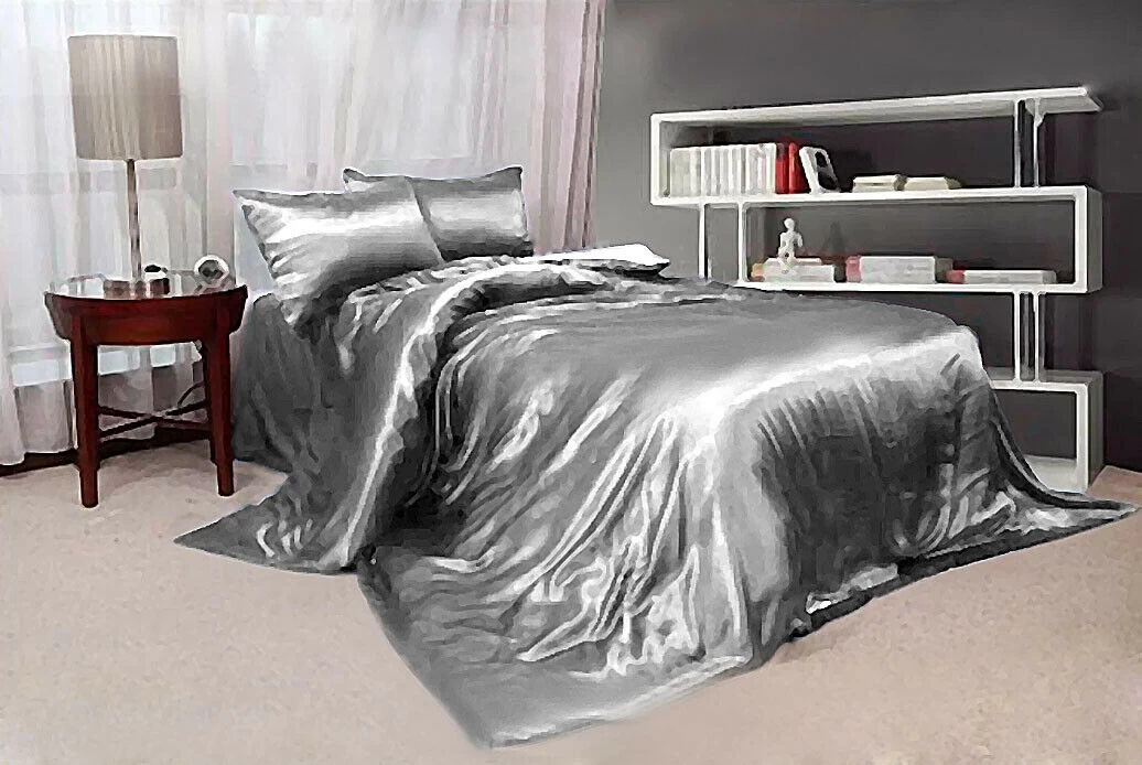 Hotel Quality King Size Satin Quilt Cover Sets 6 Colours - Image 3