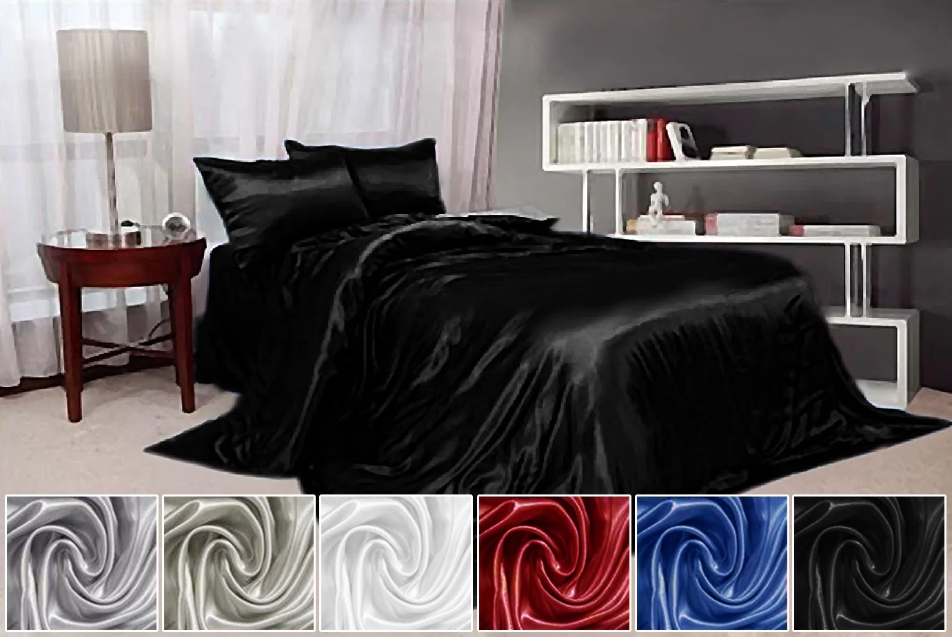 Hotel Quality Queen Size Satin Bed Sheets Set 6 Colours