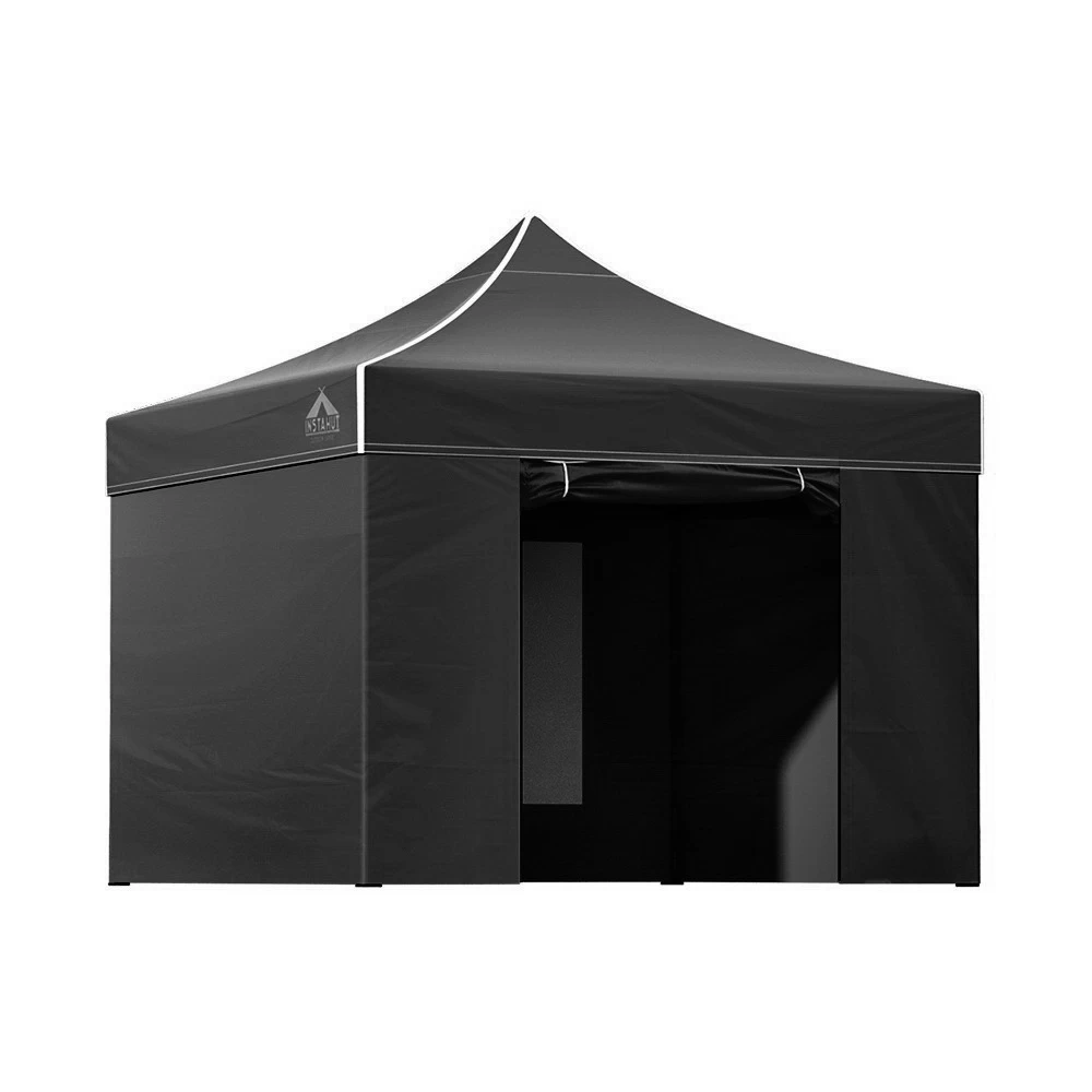 Instahut Gazebo Pop Up Marquee 3x3 Folding Wedding Tent Gazebos Shade Black - Image 2