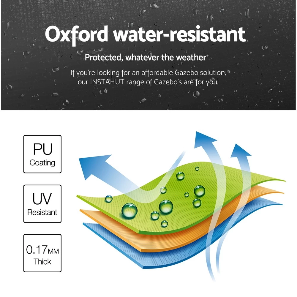 Instahut Gazebo Pop Up Marquee 3x3 Folding Wedding Tent Gazebos Shade Black - Image 6