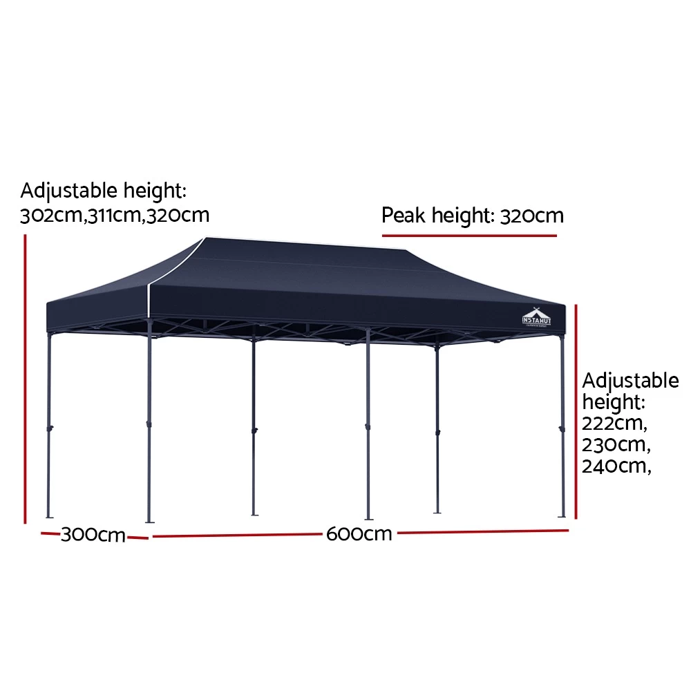 Instahut Gazebo Pop Up Marquee 3x6 Folding Wedding Navy - Image 3