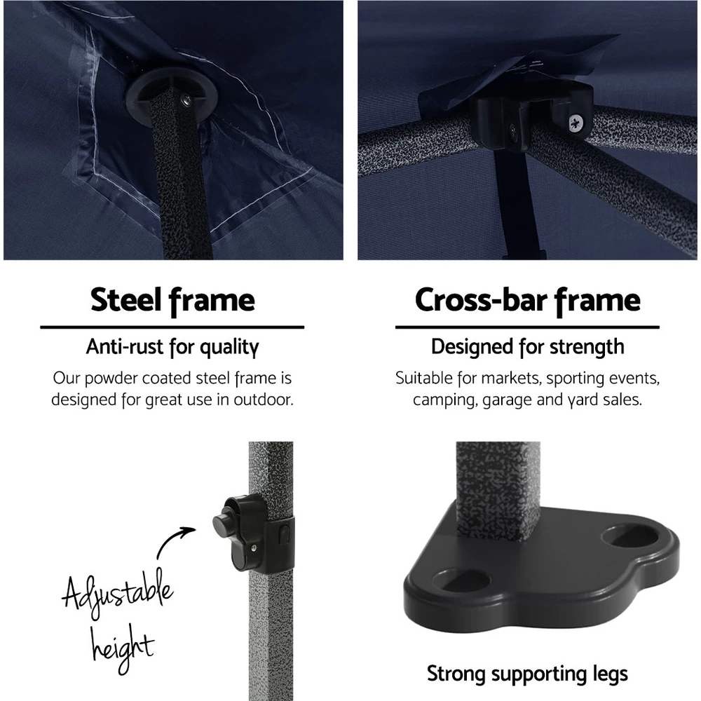 Instahut Gazebo Pop Up Marquee 3x6 Folding Wedding Navy - Image 6