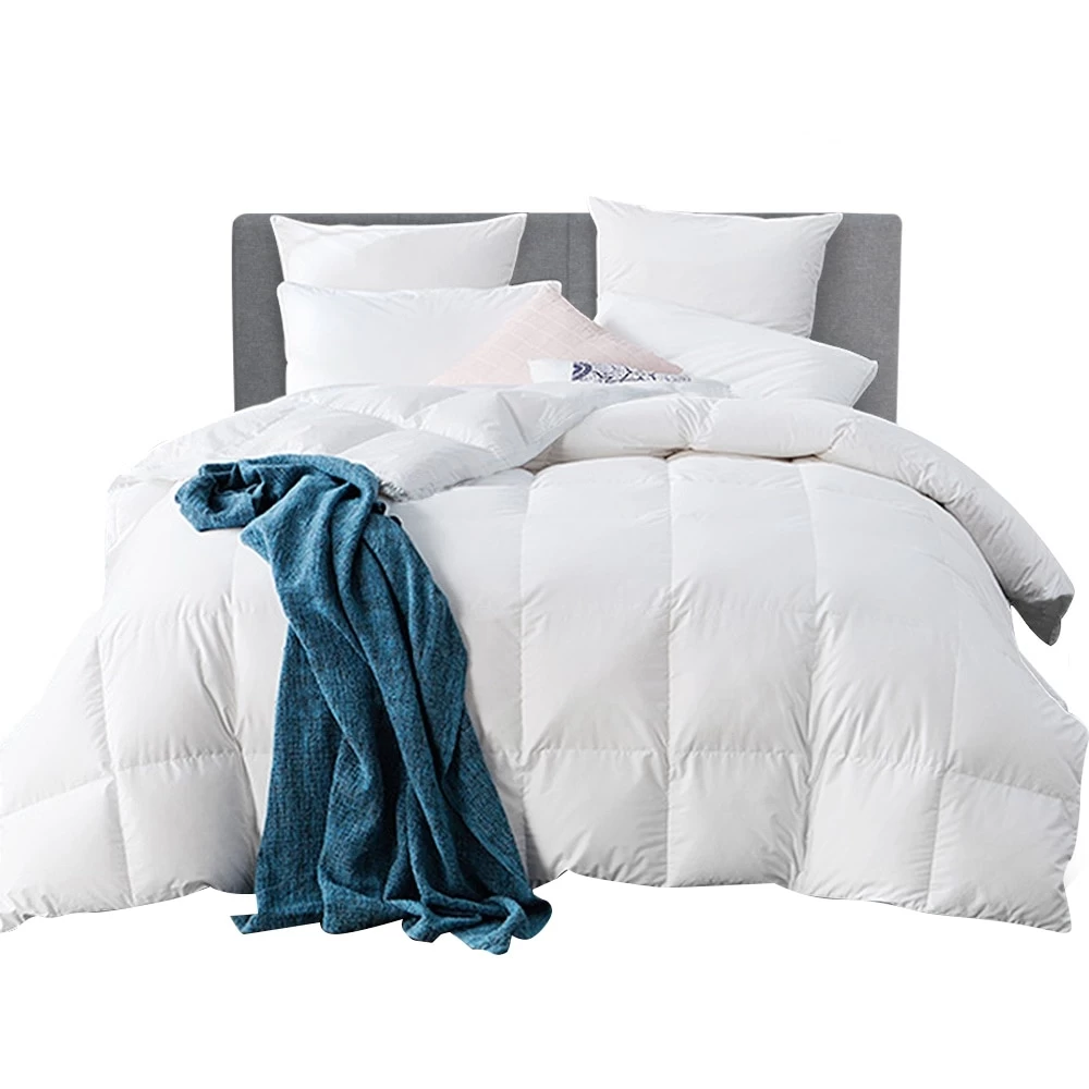 Goose Down Quilt W/ Feather 500GSM Quilts Soft Cotton Duvet Cover Blanket All Season King Size Bed - Image 2