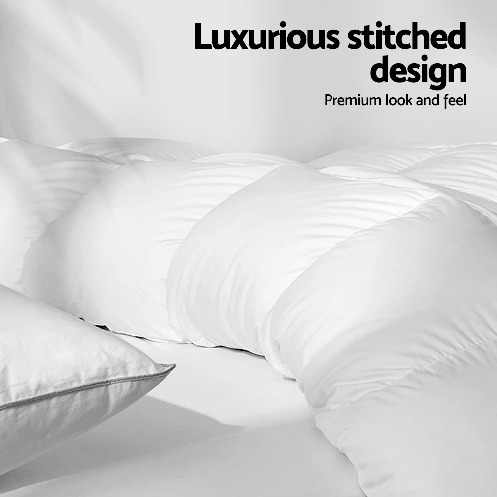 Goose Down Quilt W/ Feather 500GSM Quilts Soft Cotton Duvet Cover Blanket All Season King Size Bed - Image 5