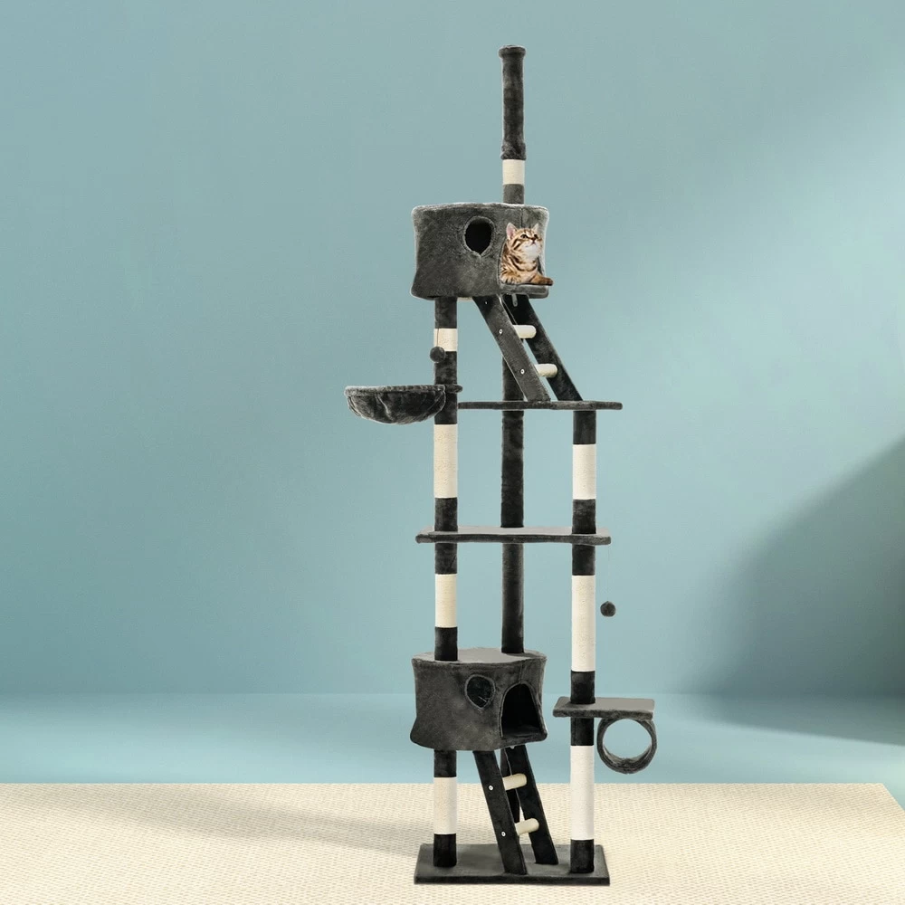 I.Pet Cat Tree Scratching Post Scratcher Tower Condo House Wood Ceiling High 260cm