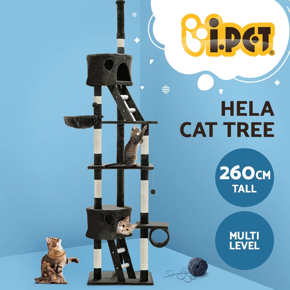 I.Pet Cat Tree Scratching Post Scratcher Tower Condo House Wood Ceiling High 260cm - Image 4