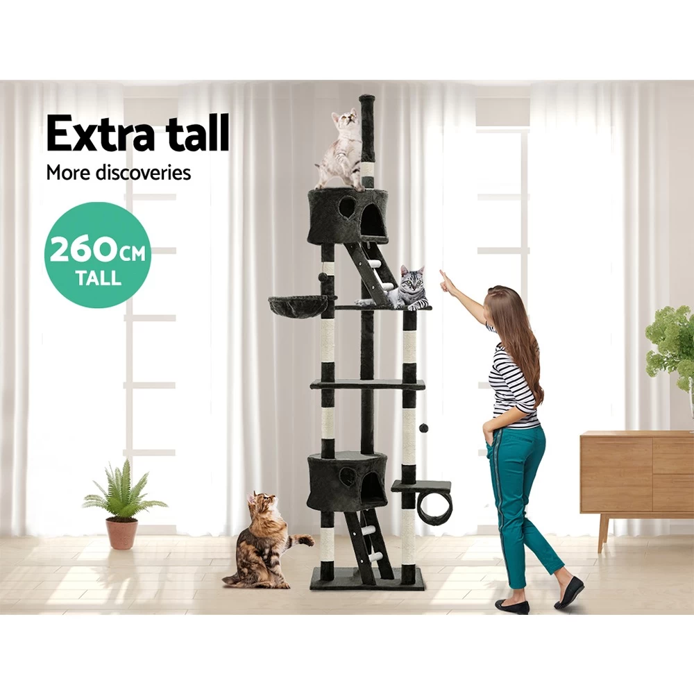 I.Pet Cat Tree Scratching Post Scratcher Tower Condo House Wood Ceiling High 260cm - Image 6