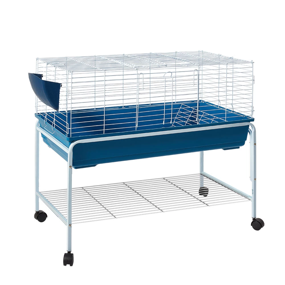 I.Pet Rabbit Cage Hutch Cages Indoor Hamster Enclosure Carrier Bunny Outdoor Blue 106CM - Image 2