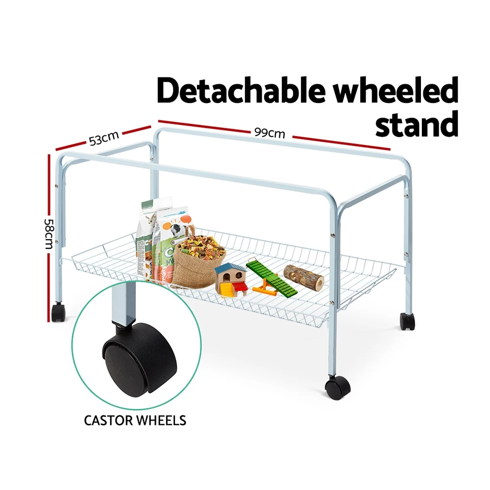 I.Pet Rabbit Cage Hutch Cages Indoor Hamster Enclosure Carrier Bunny Outdoor Blue 106CM - Image 6