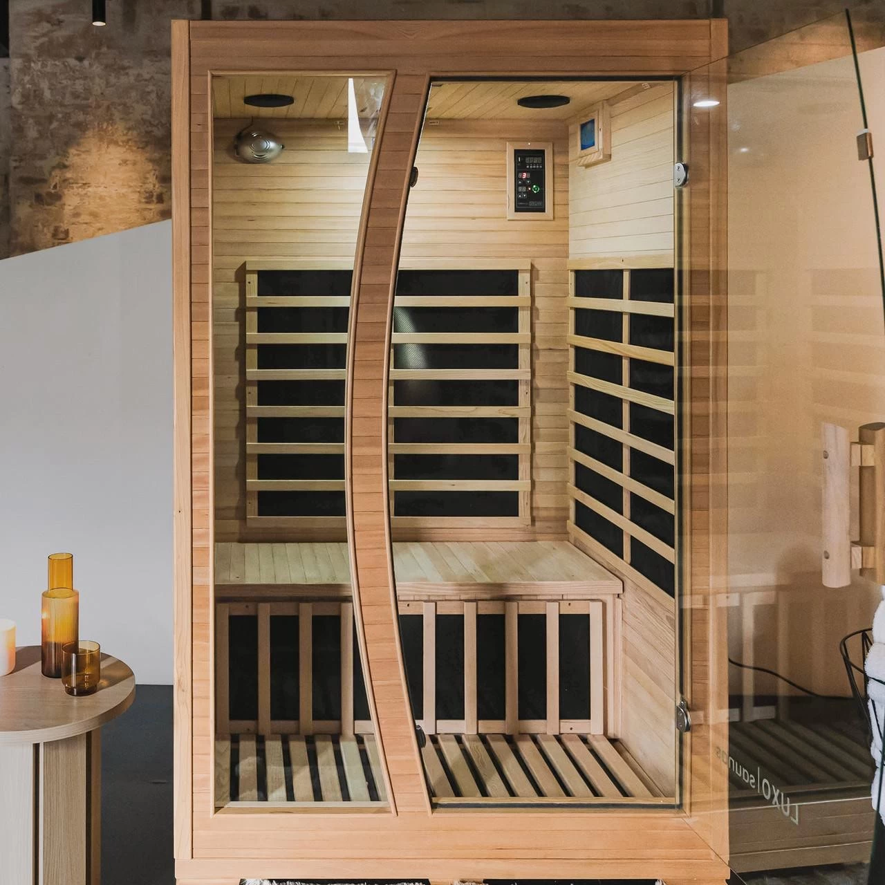 Valo 2 Person Canadian Hemlock Carbon Fibre Home Sauna Cabin - Image 3