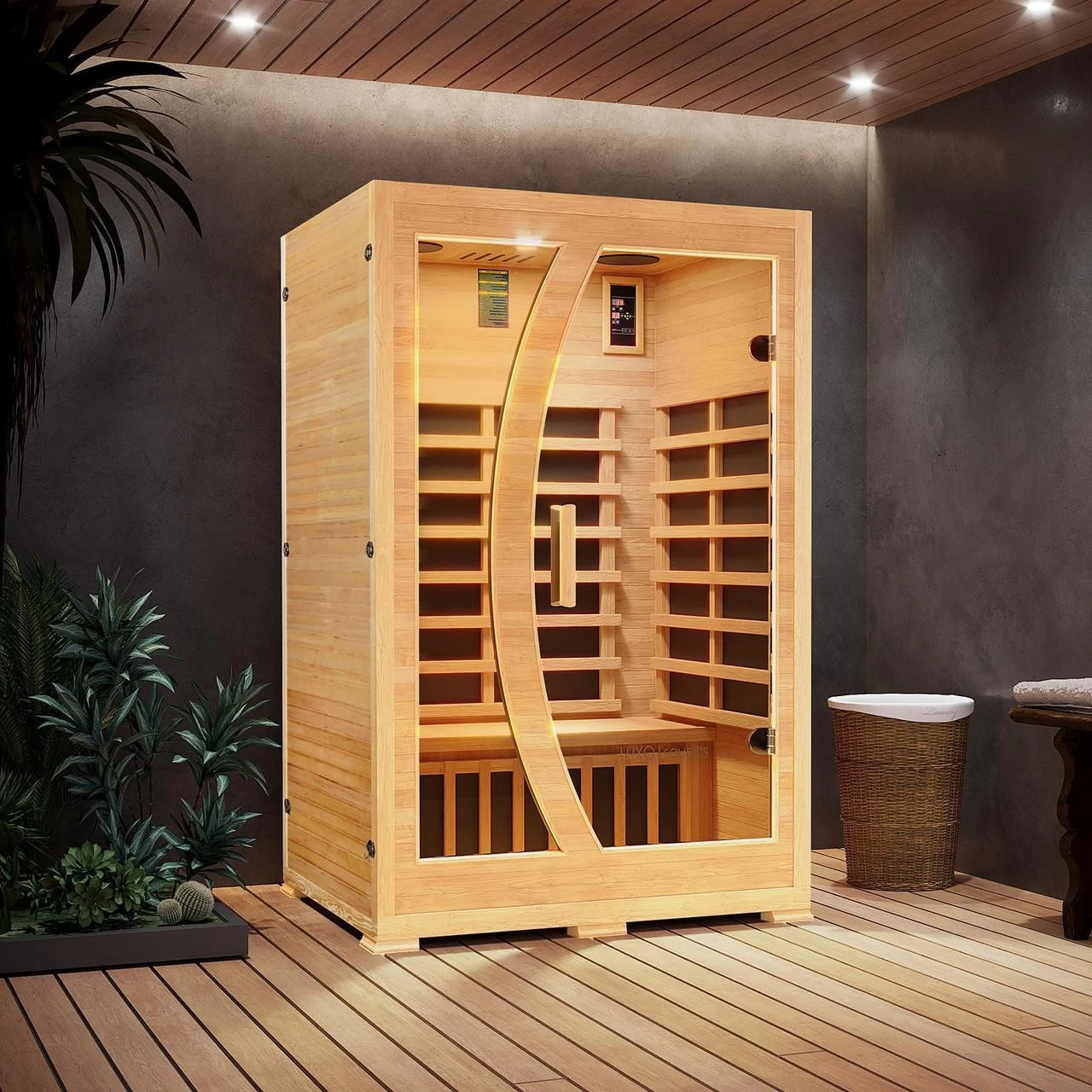 Valo 2 Person Canadian Hemlock Carbon Fibre Home Sauna Cabin - Image 4