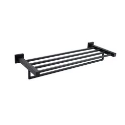 ACA Bathroom Square Towel Shelf Towel Rack Rail Holder Black 600mm