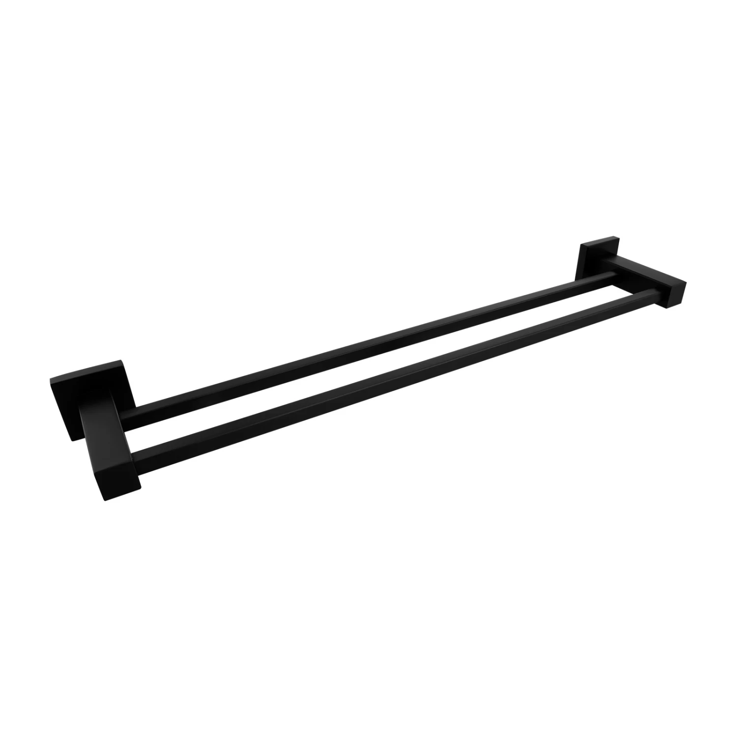ACA Bathroom Square Double Towel Rack Rail Black 600mm