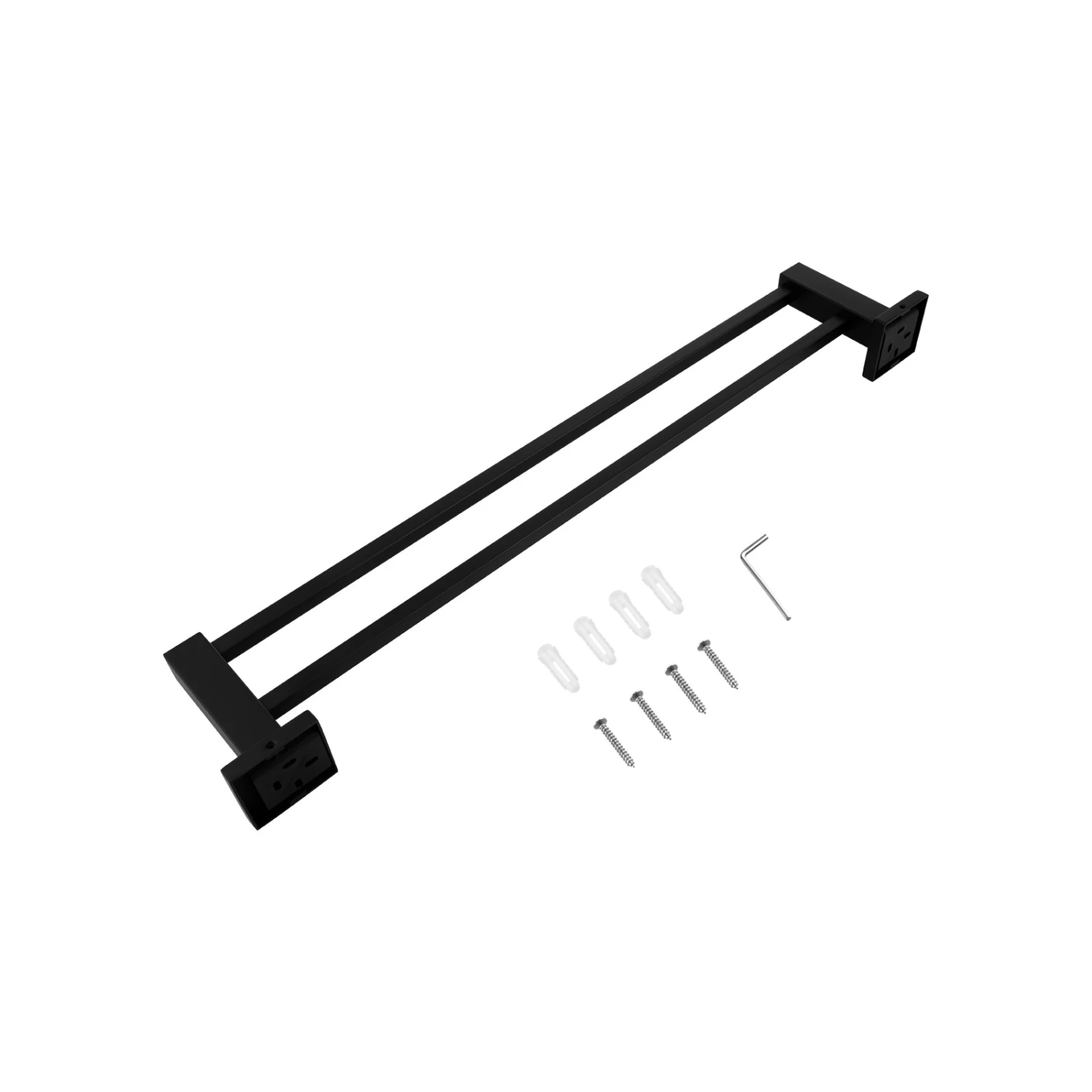 ACA Bathroom Square Double Towel Rack Rail Black 600mm - Image 7