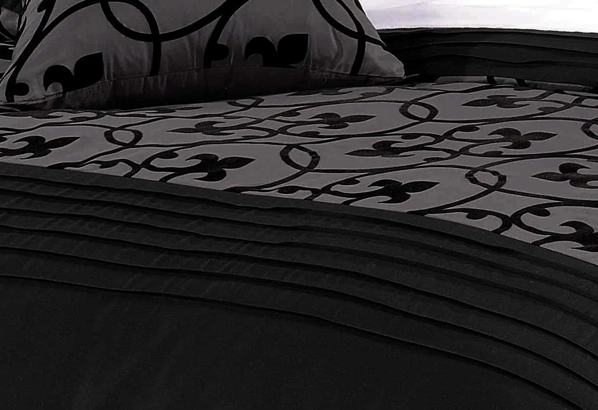 Queen Size Lyde Charcoal Black 3pcs Quilt Cover Set - Image 2