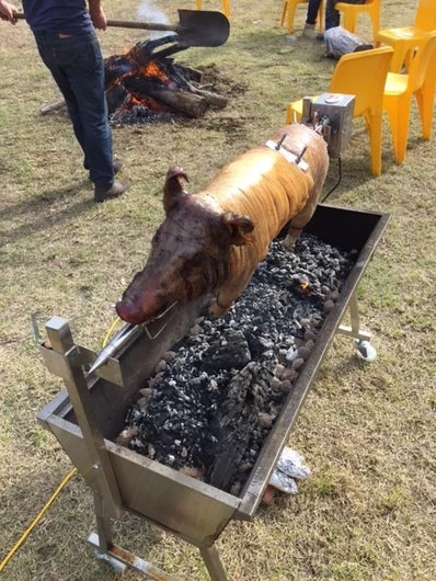 Large Stainless Steel Spit Roaster Rotisserie Charcoal BBQ Grill 30kg Motor 2 Ye - Image 9