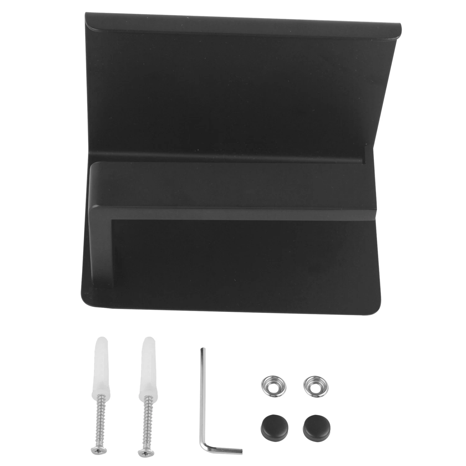 ACA Black Toilet Paper Holder With Phone Shelf Bathroom Accessories Tissue Roll Dispenser - Image 2