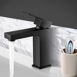 ACA Black Bathroom Mixer Taps Square Basin Tap Brass Faucet WELS & WATERMARK