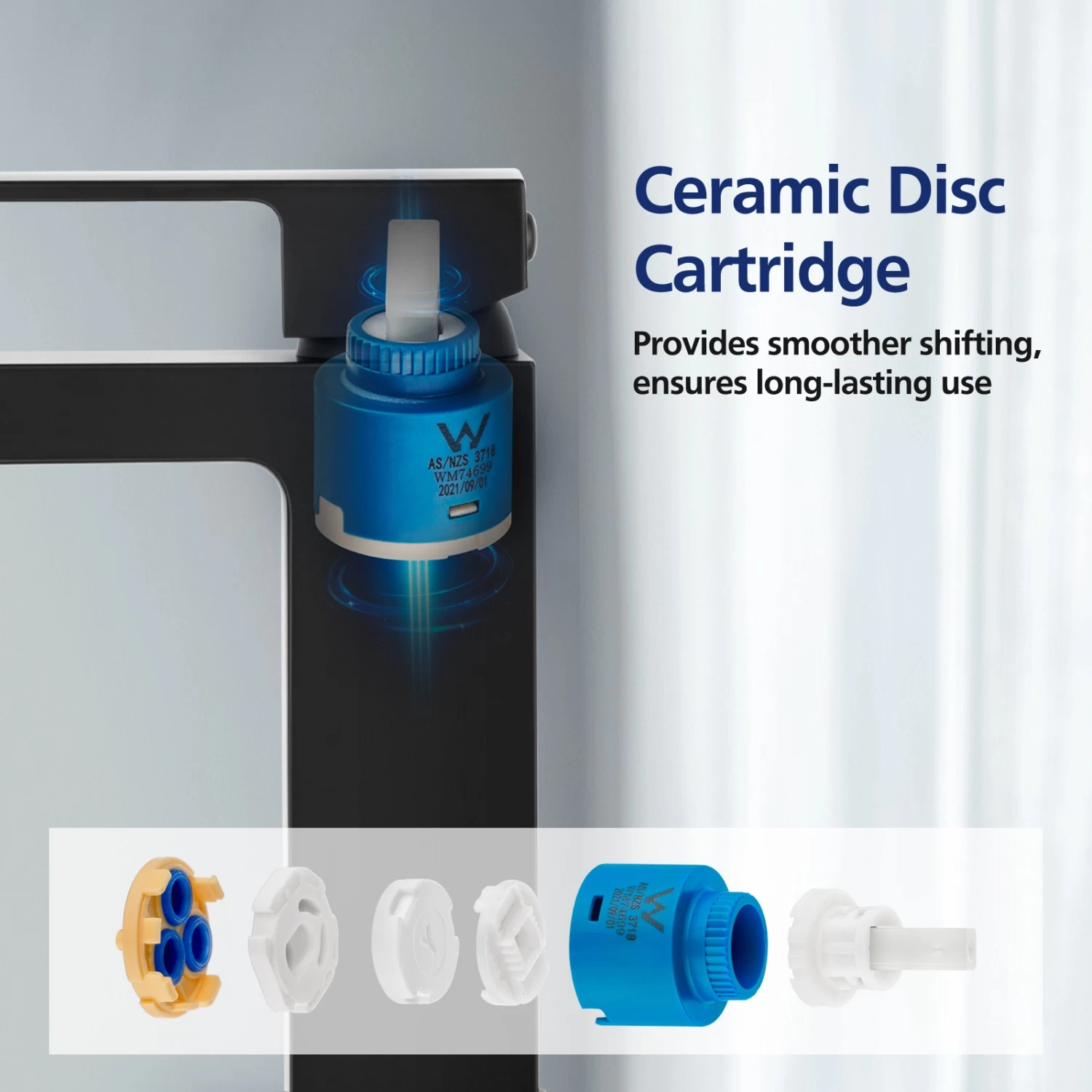 ACA Black Bathroom Mixer Taps Square Basin Tap Brass Faucet WELS & WATERMARK - Image 4