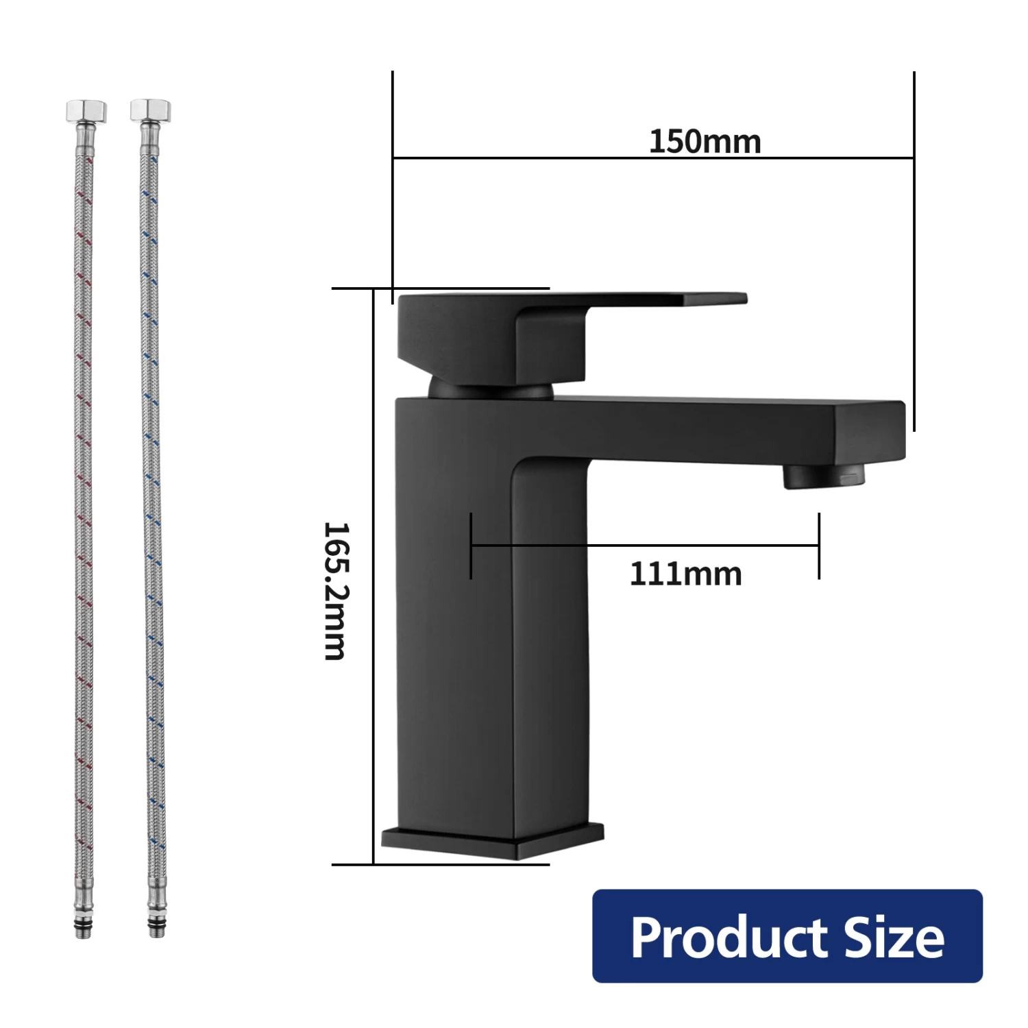 ACA Black Bathroom Mixer Taps Square Basin Tap Brass Faucet WELS & WATERMARK - Image 7