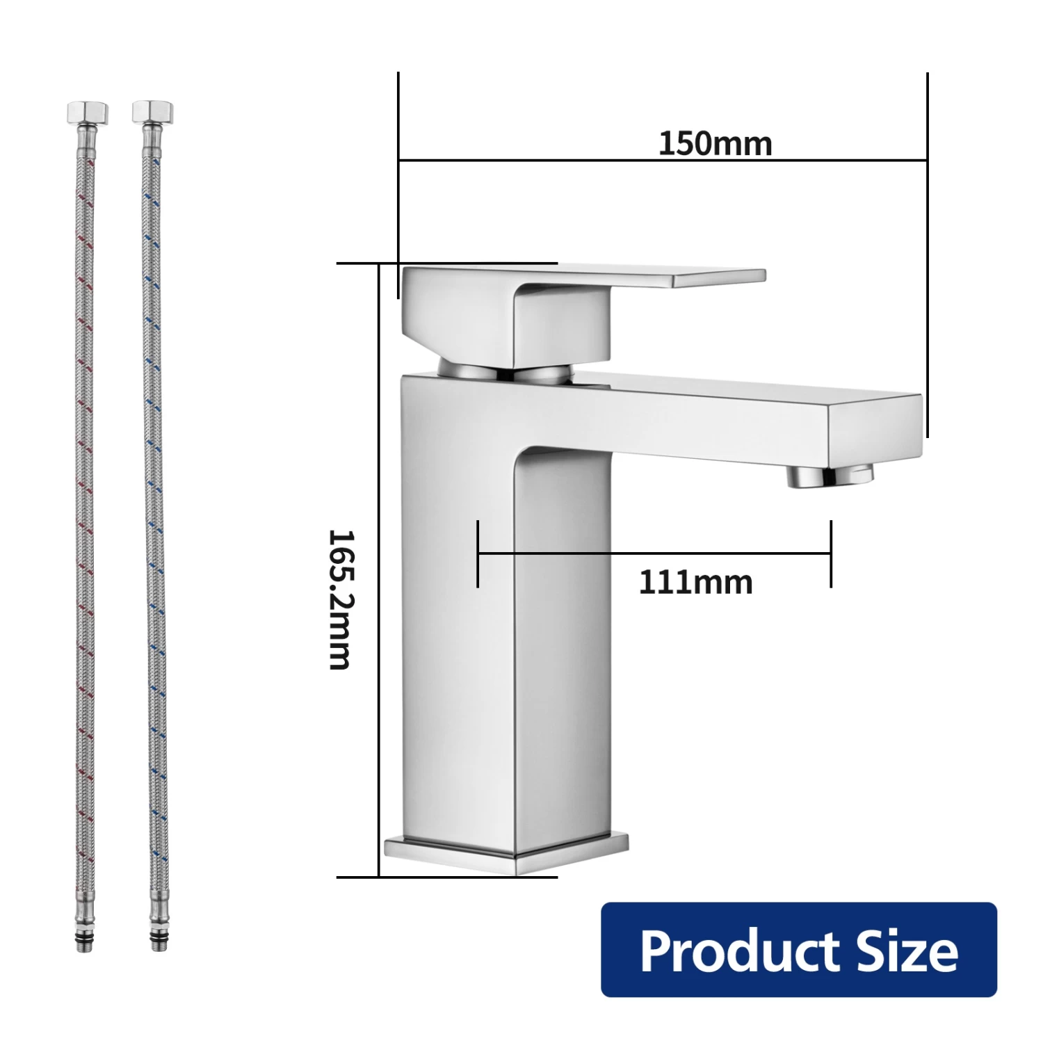 ACA Chrome Bathroom Mixer Taps Square Basin Tap Brass Faucet WELS & WATERMARK - Image 7
