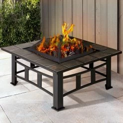 Grillz Fire Pit Outdoor Table BBQ Smoker 4 IN 1