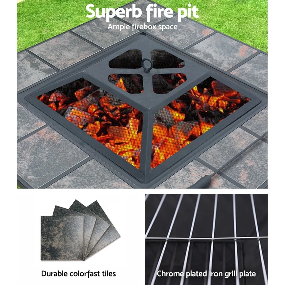 Grillz Fire Pit Outdoor Table BBQ Smoker 4 IN 1 - Image 7