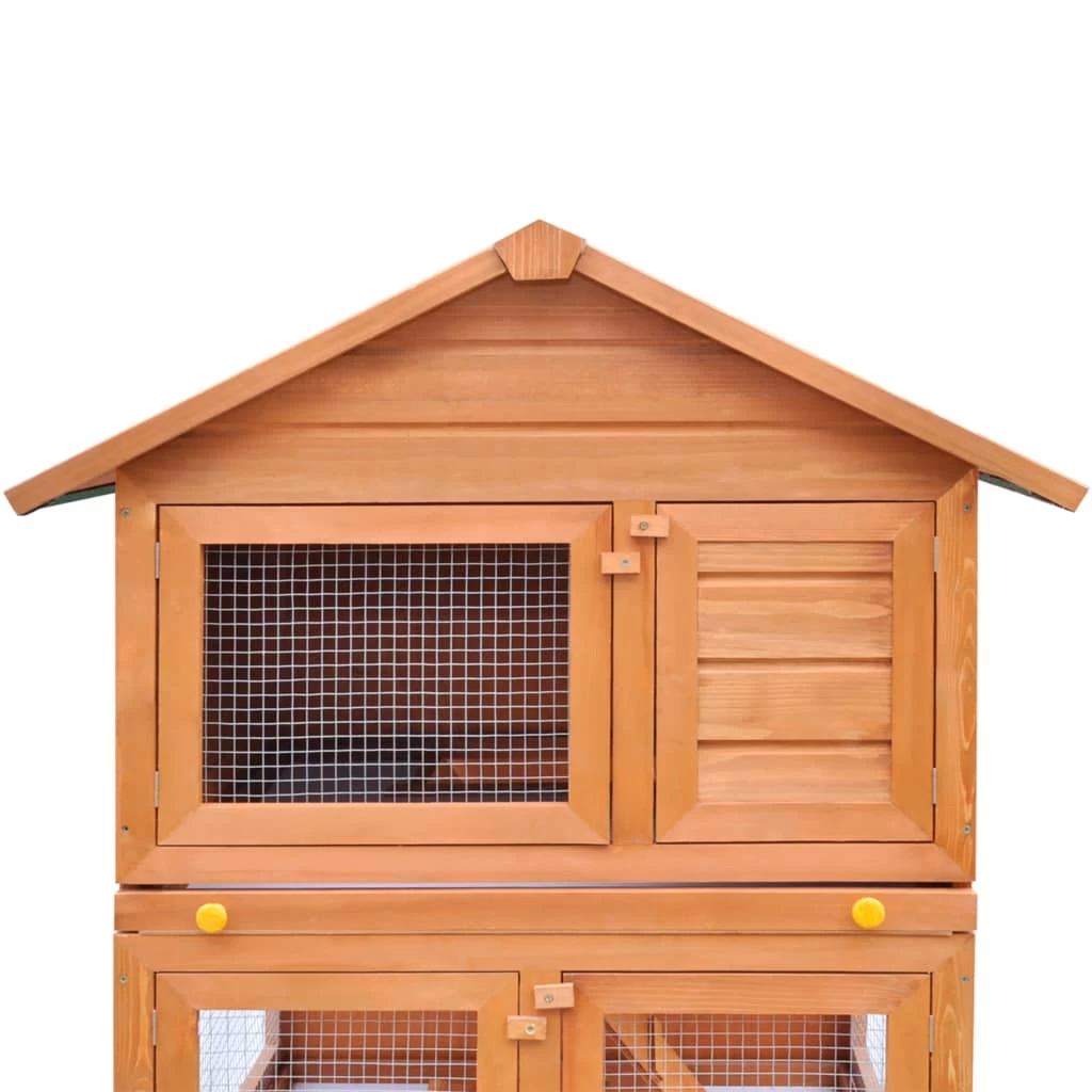 Outdoor Rabbit Hutch Small Animal House Pet Cage 3 Layers Wood VidaXL - Image 4