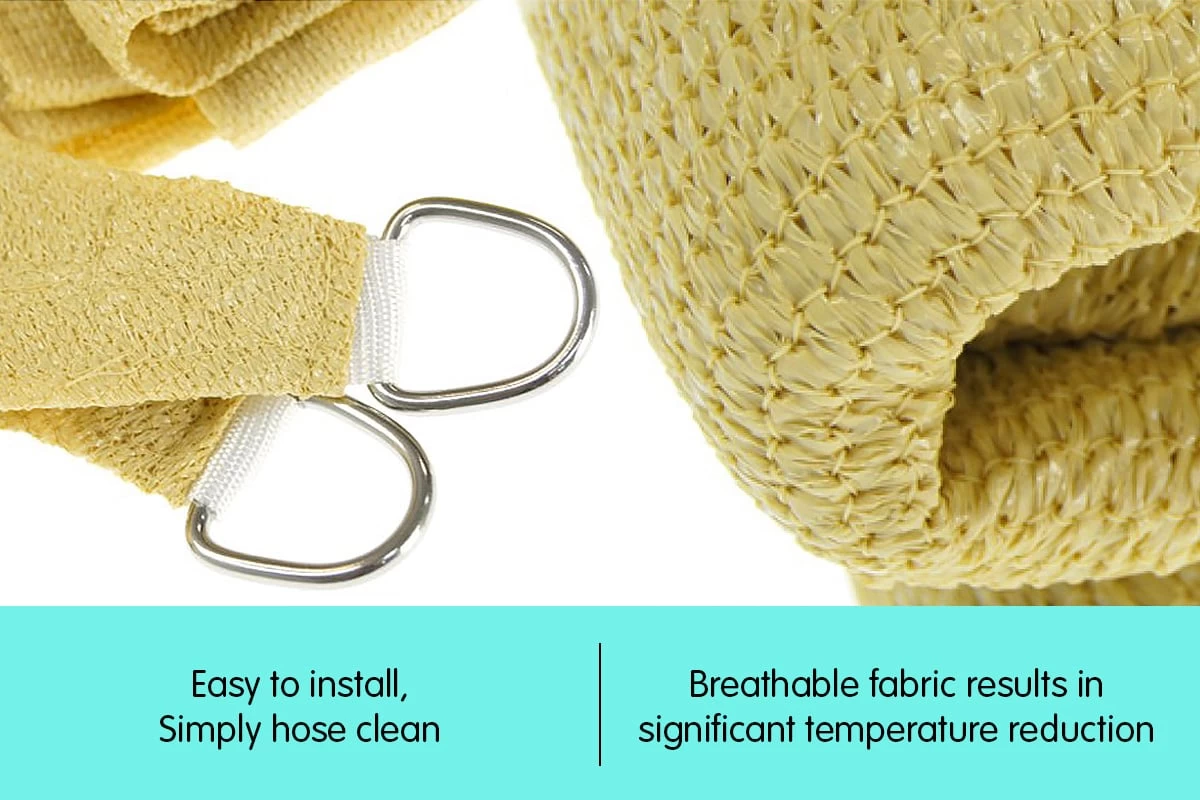 Wallaroo 3m X 3m Outdoor Sun Shade Sail Canopy - Sand Cloth Square - Image 5