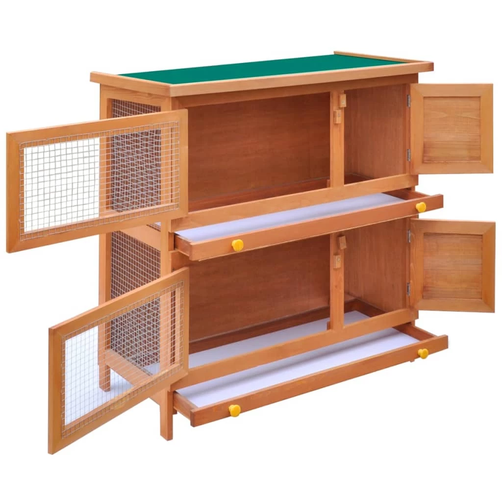 Outdoor Rabbit Hutch Small Animal House Pet Cage 4 Doors Wood VidaXL - Image 3