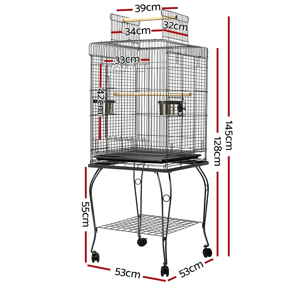 I.Pet Bird Cage Pet Cages Aviary 145CM Large Travel Stand Budgie Parrot Toys - Image 3