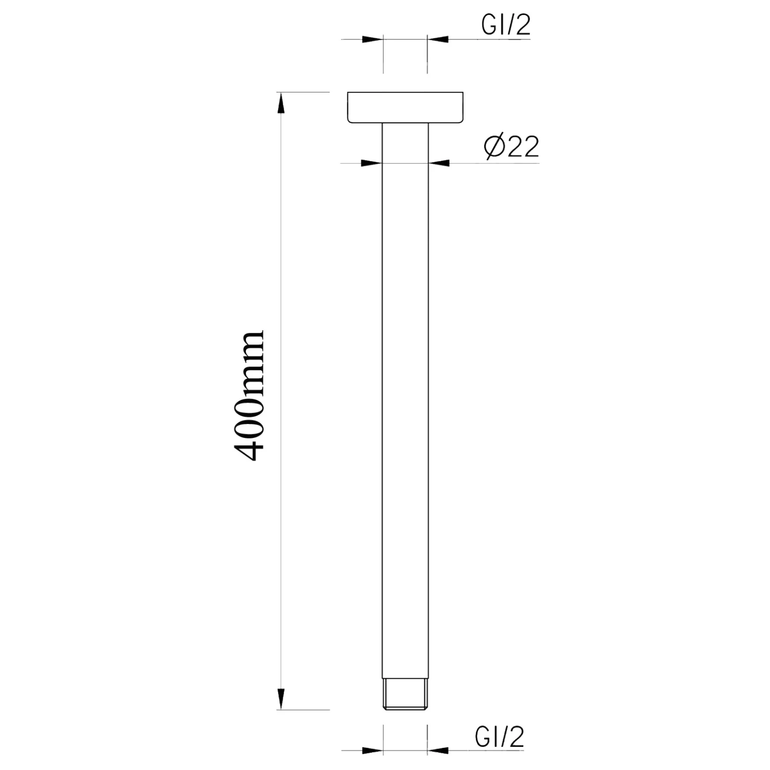 ACA Stainless Steel Ceiling Shower Extension Arm 40cm - Image 4