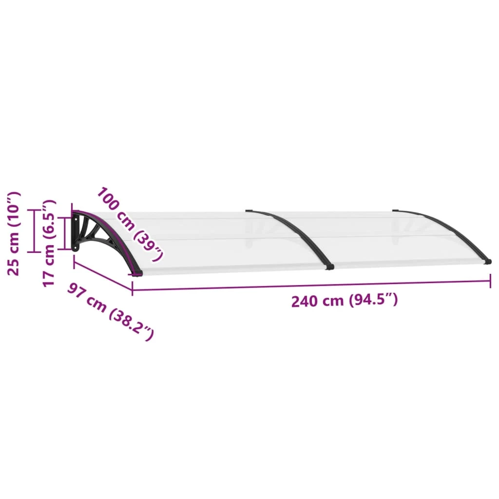 Door Canopy 240 X 100 Cm PC VidaXL - Image 5
