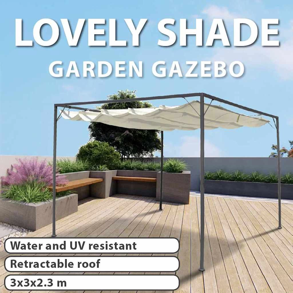 Garden Gazebo With Retractable Roof Canopy VidaXL - Image 2