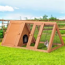 I.Pet Rabbit Hutch Hutches Chicken Coop Large Metal Run Wooden Cage Outdoor Pet House 119cm X 51cm X 44cm
