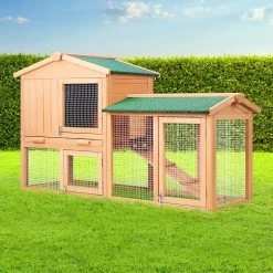 I.Pet Rabbit Hutch Hutches Large Metal Run Wooden Cage Waterproof Outdoor Pet House Chicken Coop Guinea Pig Ferret Chinchilla Hamster 138cm X 49cm X 85cm