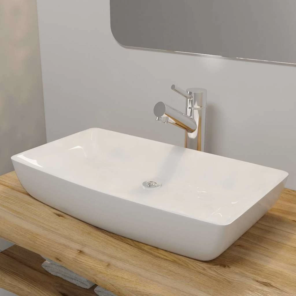 Luxury Ceramic Basin Rectangular Sink White 71 X 39 Cm VidaXL - Image 2