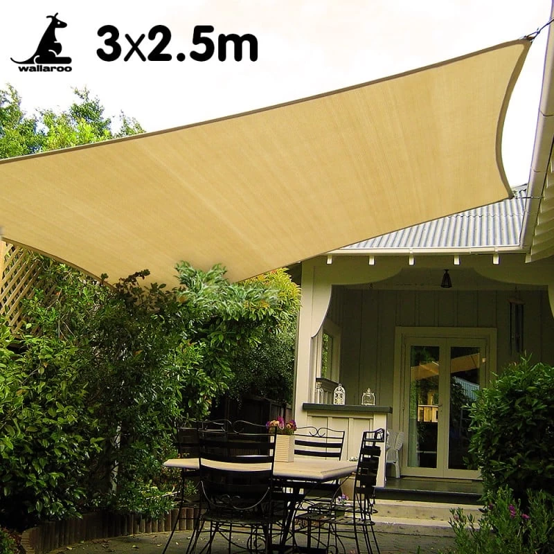 Wallaroo 3m X 2.5m Outdoor Sun Shade Sail Canopy - Sand Cloth Rectangle - Image 2
