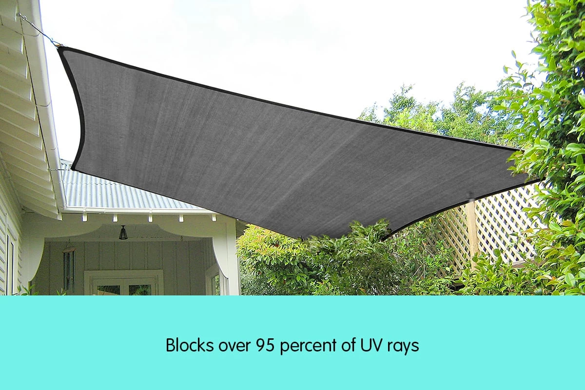 Wallaroo 3m X 5m Outdoor Sun Shade Sail Canopy - Grey Cloth Rectangle Sailcloth UV Block - Image 3