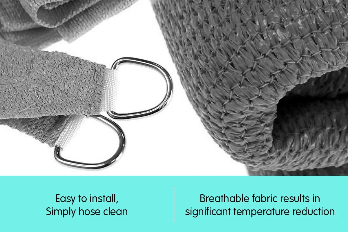 Wallaroo 3m X 5m Outdoor Sun Shade Sail Canopy - Grey Cloth Rectangle Sailcloth UV Block - Image 4