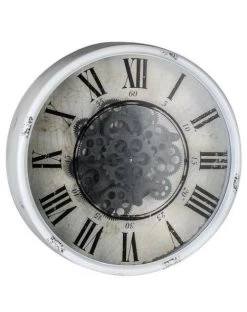 Round Mirror Wall Clock With Moving 3D Mechanism
