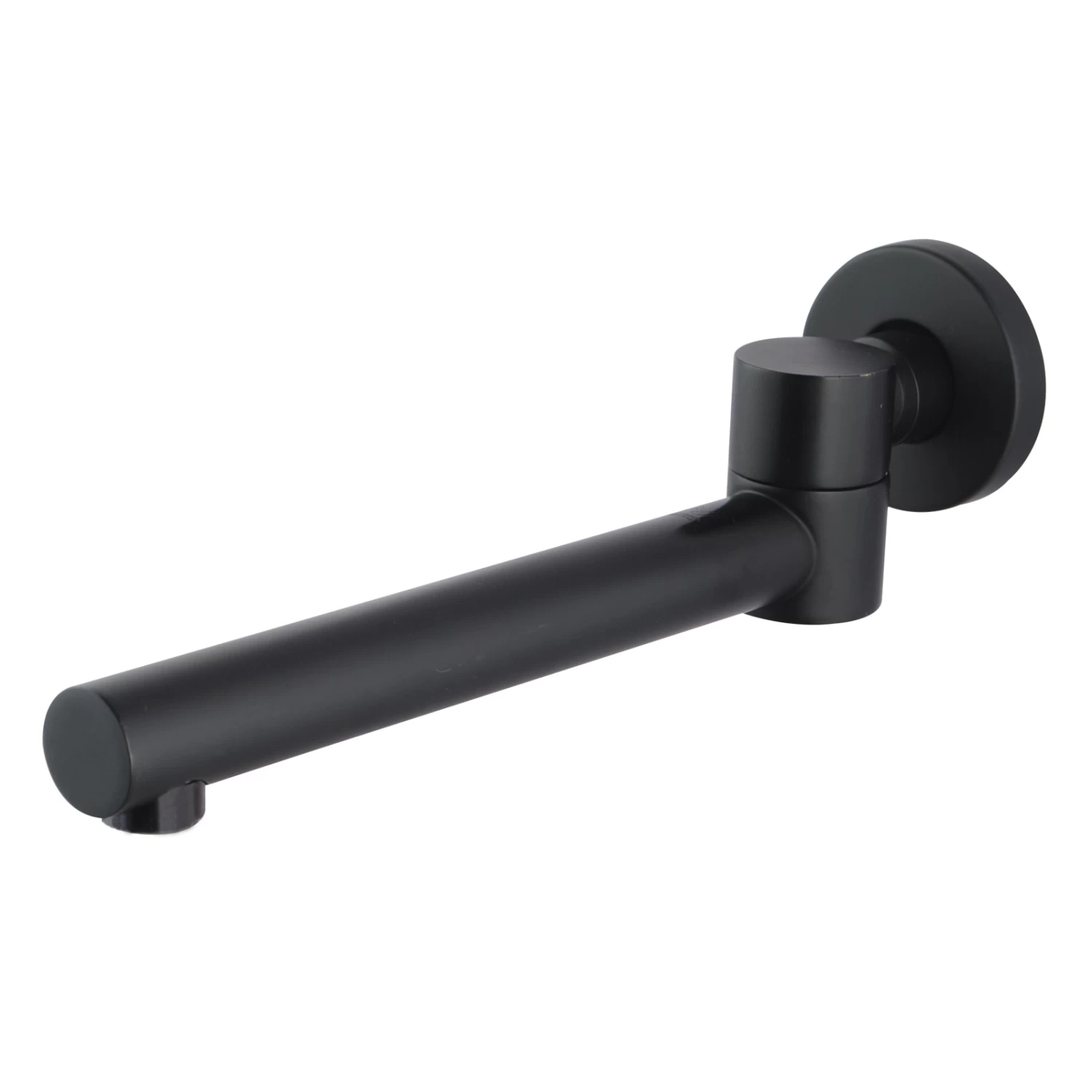 ACA Wall Swivel Bathtub/Vanity Water Spout With 1/4 Turn Taps Round Black - Image 2