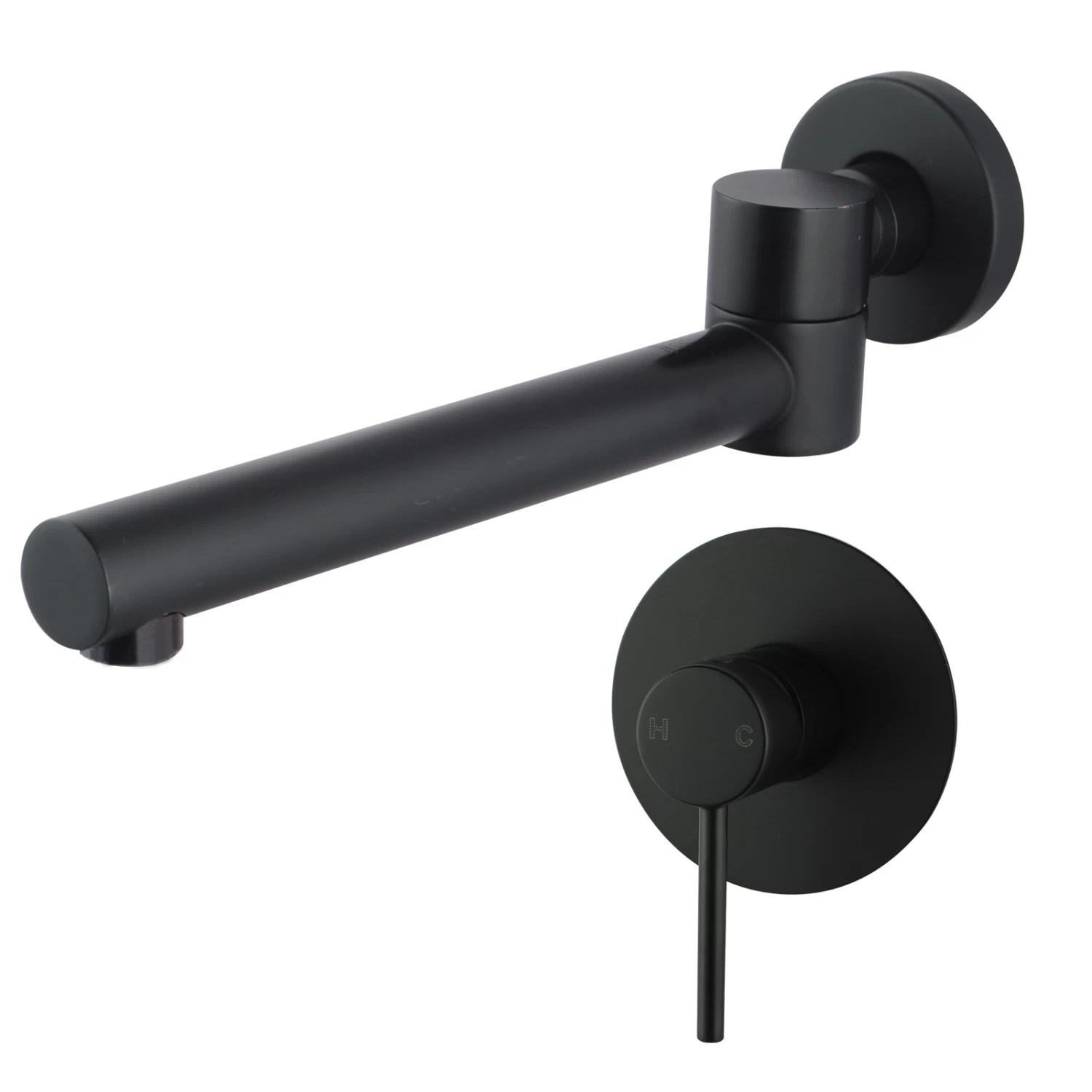 ACA Swivel Bathtub/Vanity Water Spout With Mixer Wall Mounted Round Black